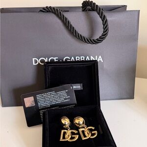 Dolce & Gabbana Gold DG Logo Drop Earrings